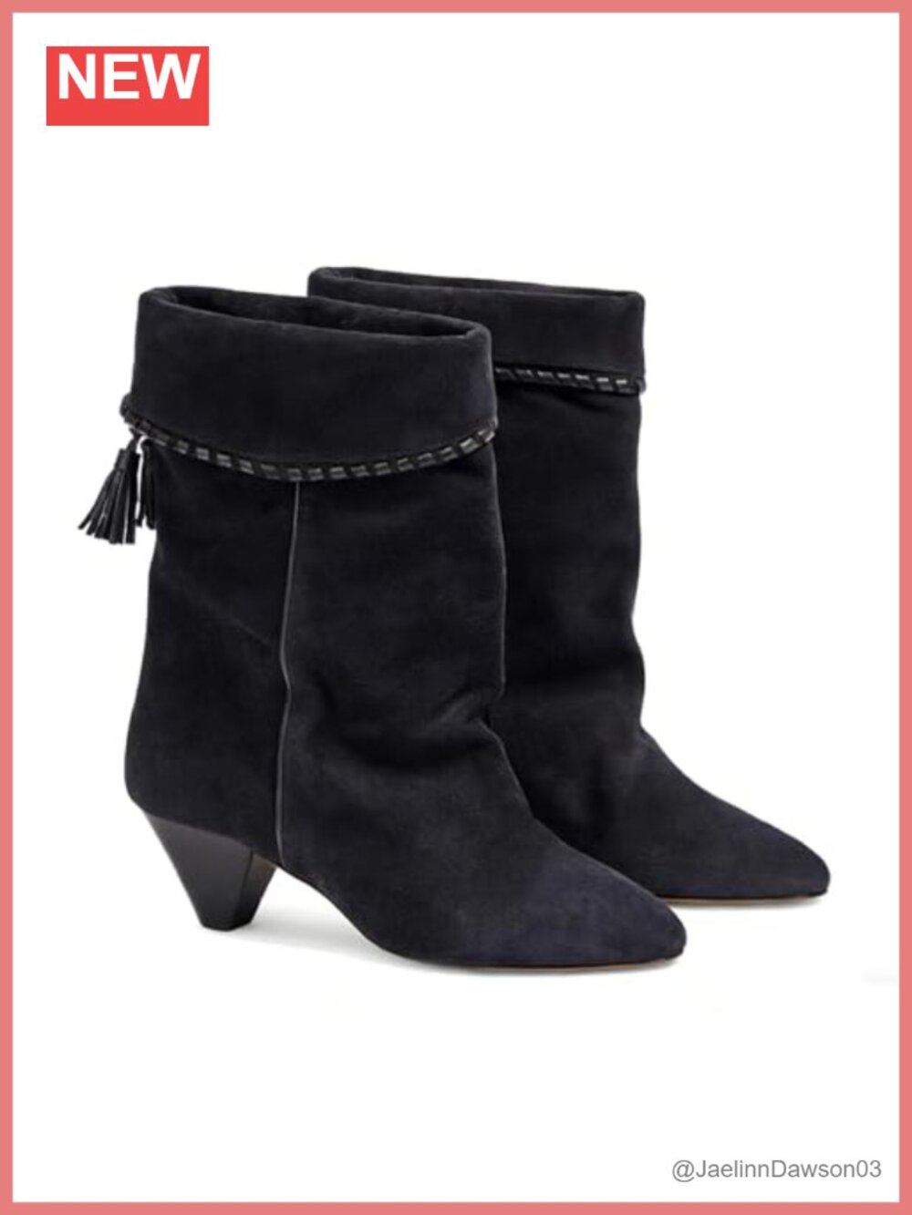 Suede Ankle Boots for Women Slouchy Fold Over Cowboy Booties Low Heel Pull On